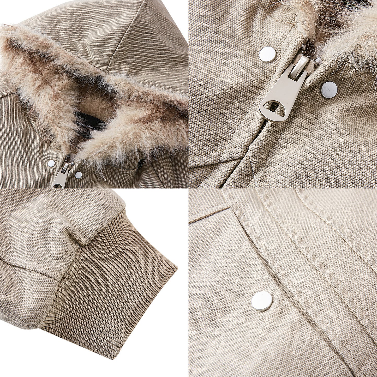 Short Wide Mountain Carving Faux Fur Lined Winter Warm Jacket for Men