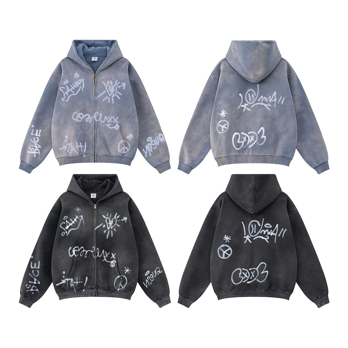 Graffiti Printed Zip-Up