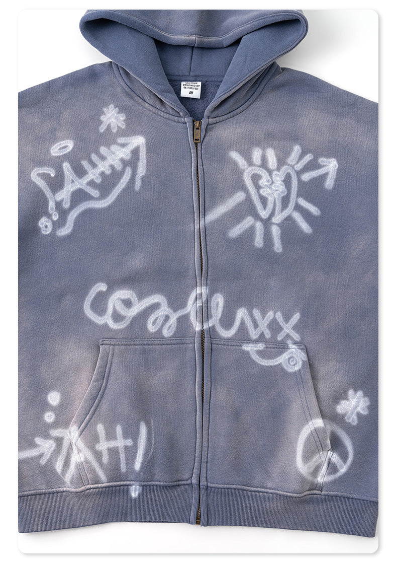 Graffiti Printed Zip-Up