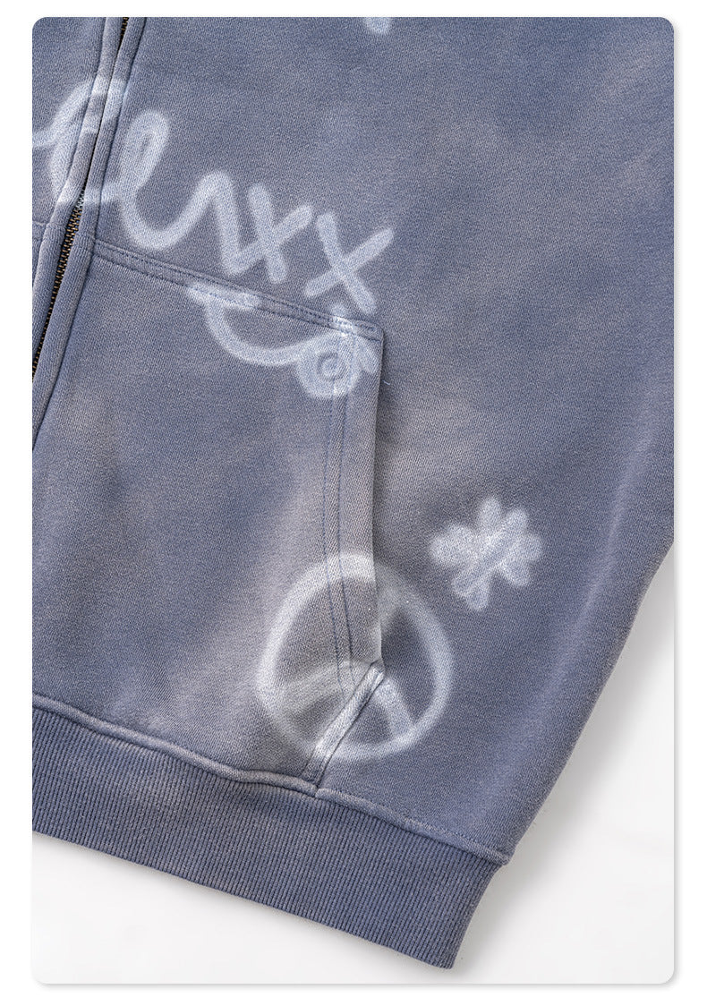 Graffiti Printed Zip-Up