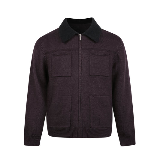 Unisex Cardigan con Zip e Tasche – Colletto a Contrasto