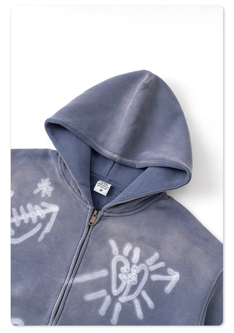 Graffiti Printed Zip-Up