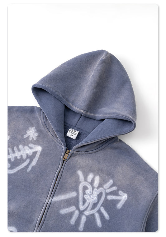 Graffiti Printed Zip-Up