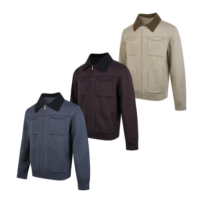 Unisex Cardigan con Zip e Tasche – Colletto a Contrasto