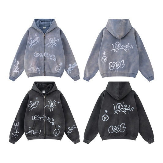 Graffiti Printed Zip-Up