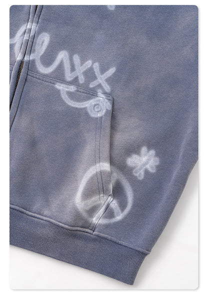 Graffiti Printed Zip-Up