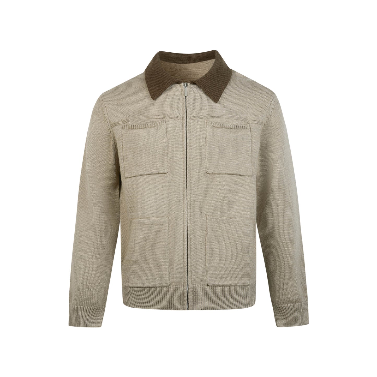Unisex Cardigan con Zip e Tasche – Colletto a Contrasto