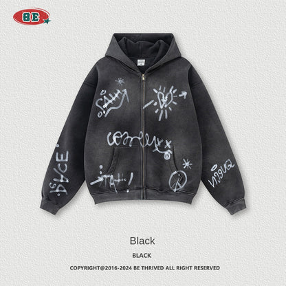 Graffiti Printed Zip-Up