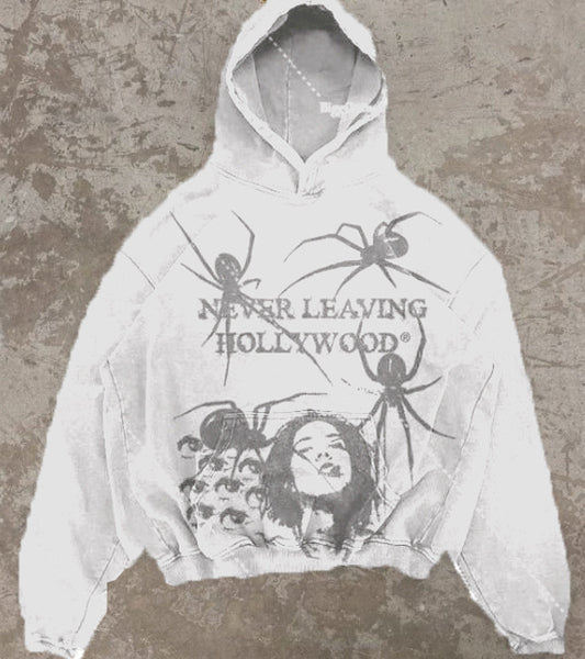 Print Hoodie Autumn Winter Fleece Hooded Sweatshirt Retro Sweater