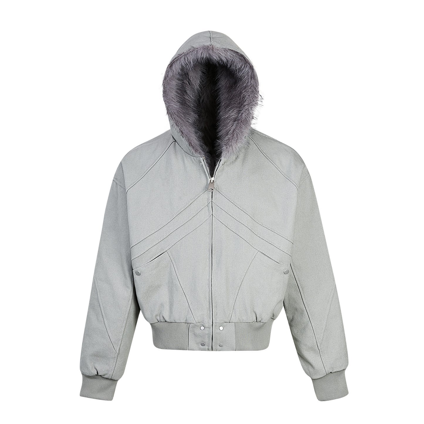 Short Wide Mountain Carving Faux Fur Lined Winter Warm Jacket for Men